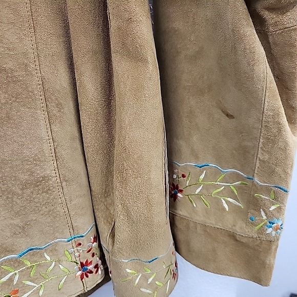 Avanti New York Suede Leather Jacket, Stitch Design, Beige, Large - Picture 9 of 11